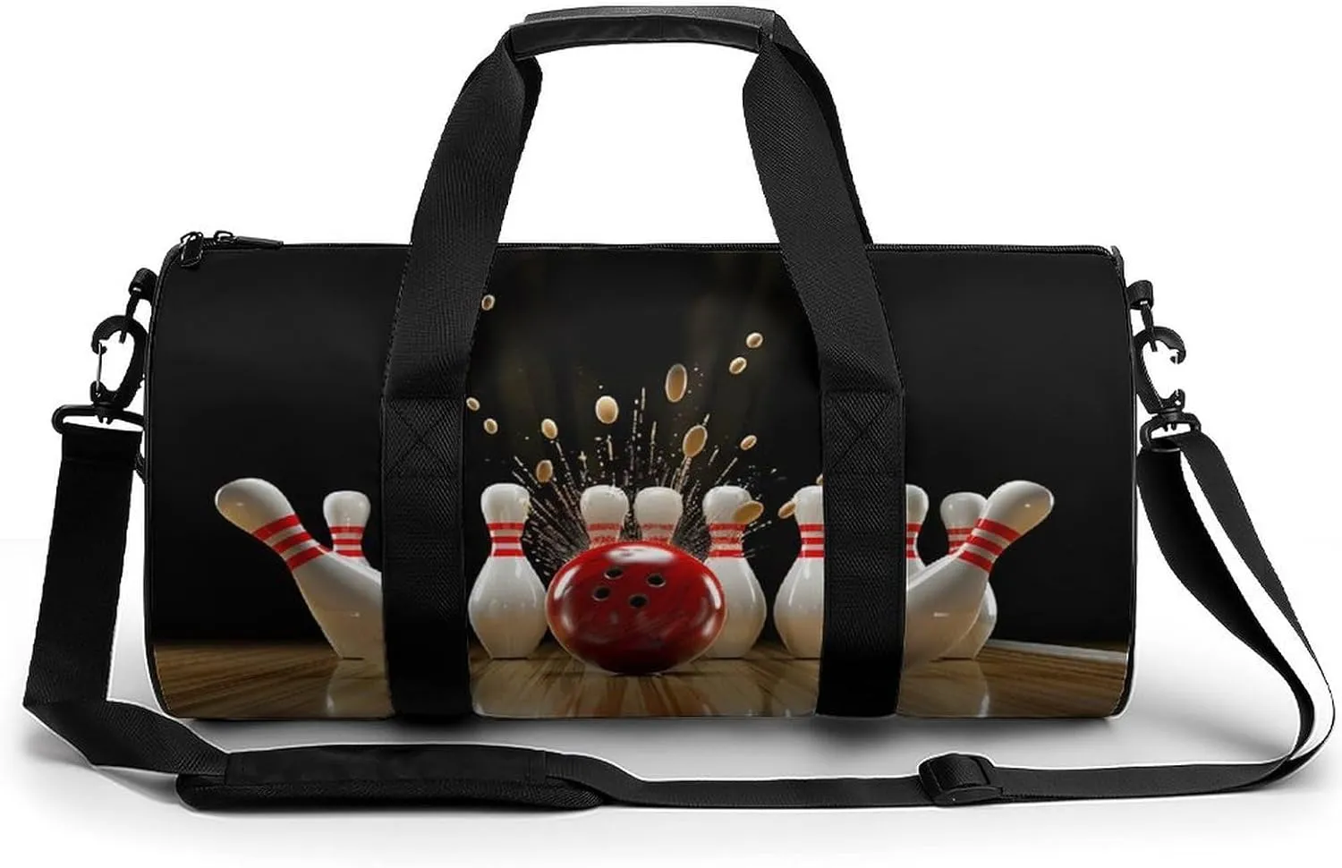 Bowling Ball Strikes Bowling Pins Gym Bag Workout Sports Bag Lightweight Tote Duffel Bag Travel Weekender Bag for Women Men