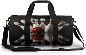 Bowling Ball Strikes Bowling Pins Sports Gym Bag Lightweight Duffel Bag Workout Bag Overnight Backpack Travel Bags for Men Women