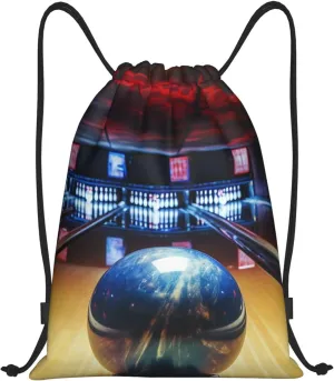 Bowling Drawstring Backpack Lightweight Draw String Bag Cinch Bags Waterproof Gym Bag for Men Women Swim Bag Medium