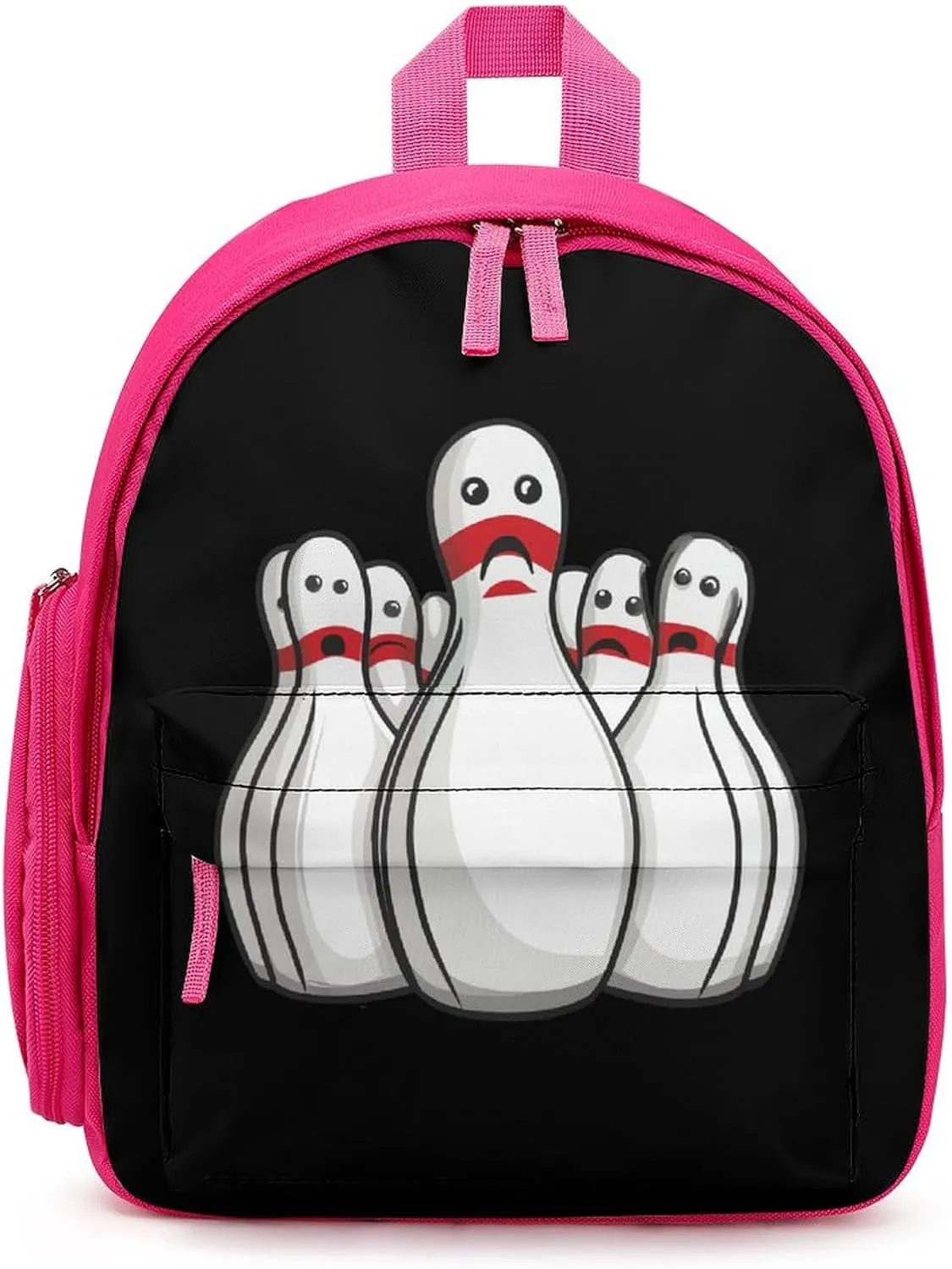 Bowling Pins Funny Sport Bowler Cute Printed Backpack Lightweight Shoulder Bag Travel Daypack for Camping Picnic Pink-style