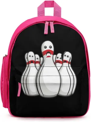 Bowling Pins Funny Sport Bowler Cute Printed Backpack Lightweight Shoulder Bag Travel Daypack for Camping Picnic Pink-style