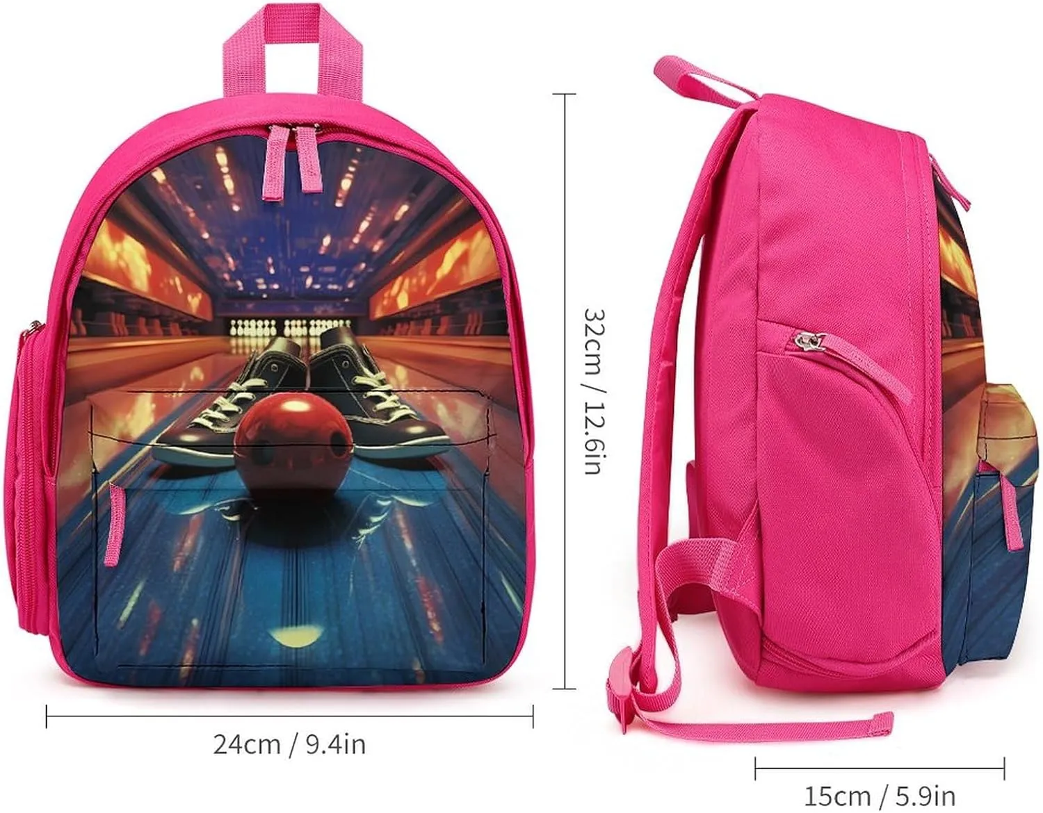 Bowling Shoes and Balls Cute Printed Backpack Lightweight Travel Bag for Camping Shopping Picnic