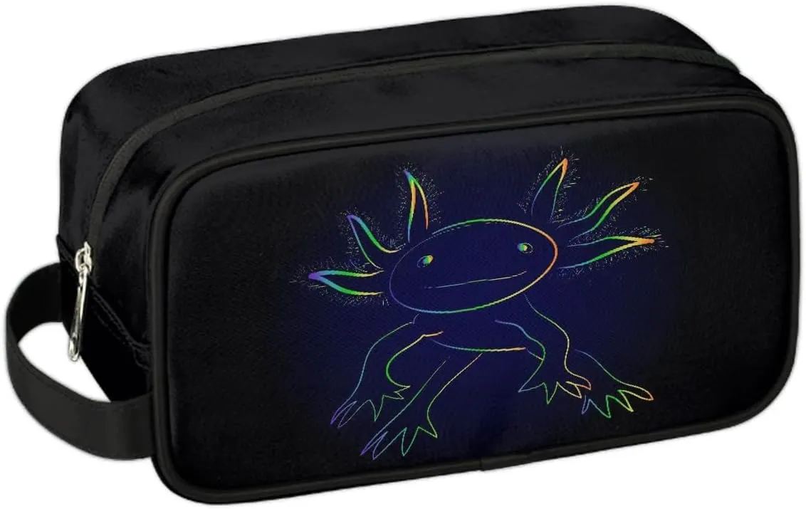 Boys Travel Toiletry Bag, Axolotl Kids Waterproof Hanging Dopp Kit, Wash Bag with Large Capacity for Travel, Sports, Shower