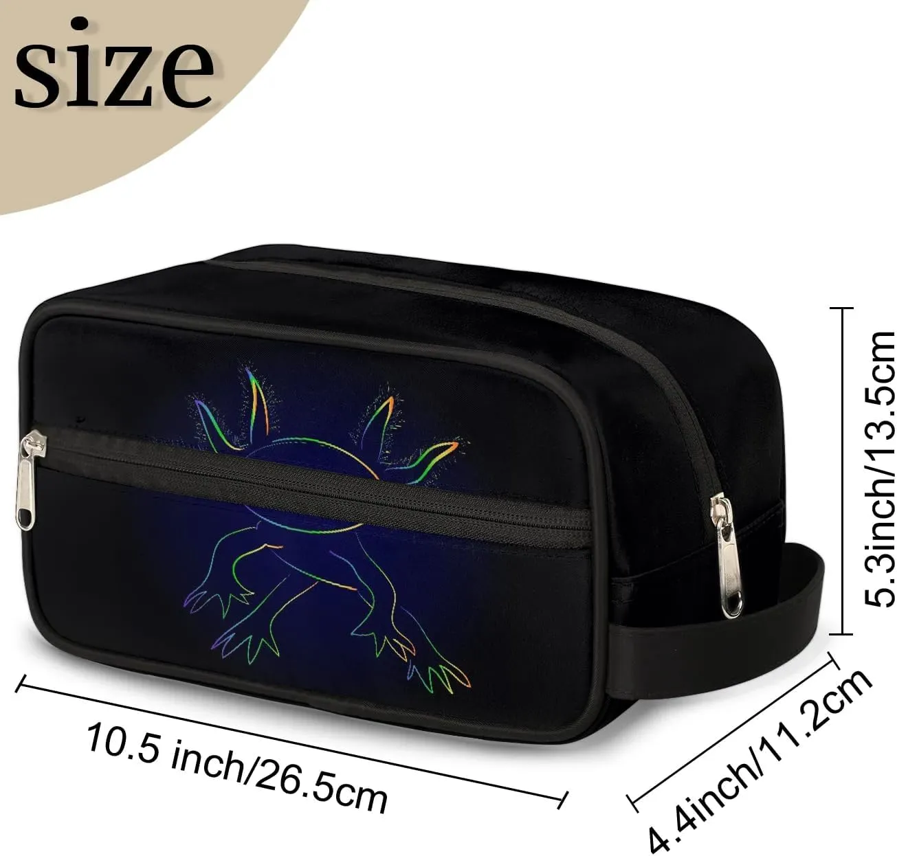 Boys Travel Toiletry Bag, Axolotl Kids Waterproof Hanging Dopp Kit, Wash Bag with Large Capacity for Travel, Sports, Shower