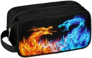 Boys Travel Toiletry Bag Fire Dragon Kids Waterproof Hanging Dopp Kit, Wash Bag with Large Capacity for Travel, Sports, Shower