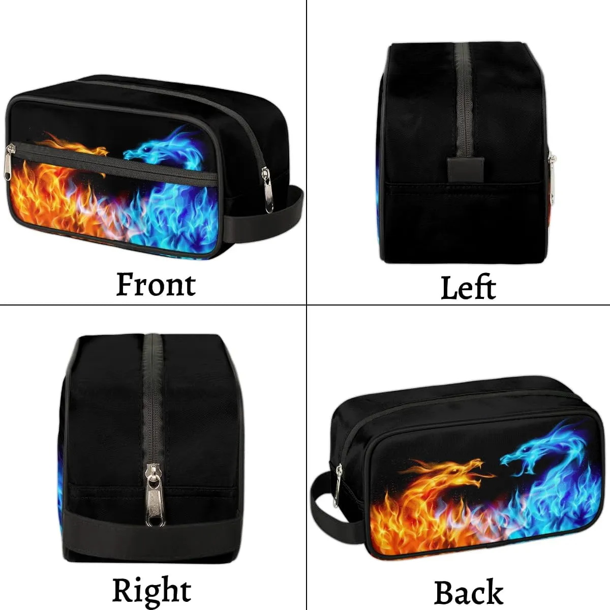 Boys Travel Toiletry Bag Fire Dragon Kids Waterproof Hanging Dopp Kit, Wash Bag with Large Capacity for Travel, Sports, Shower