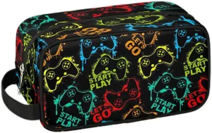 Boys Travel Toiletry Bag Gamer Gamepad Kids Waterproof Hanging Dopp Kit, Wash Bag with Large Capacity for Travel, Sports, Shower