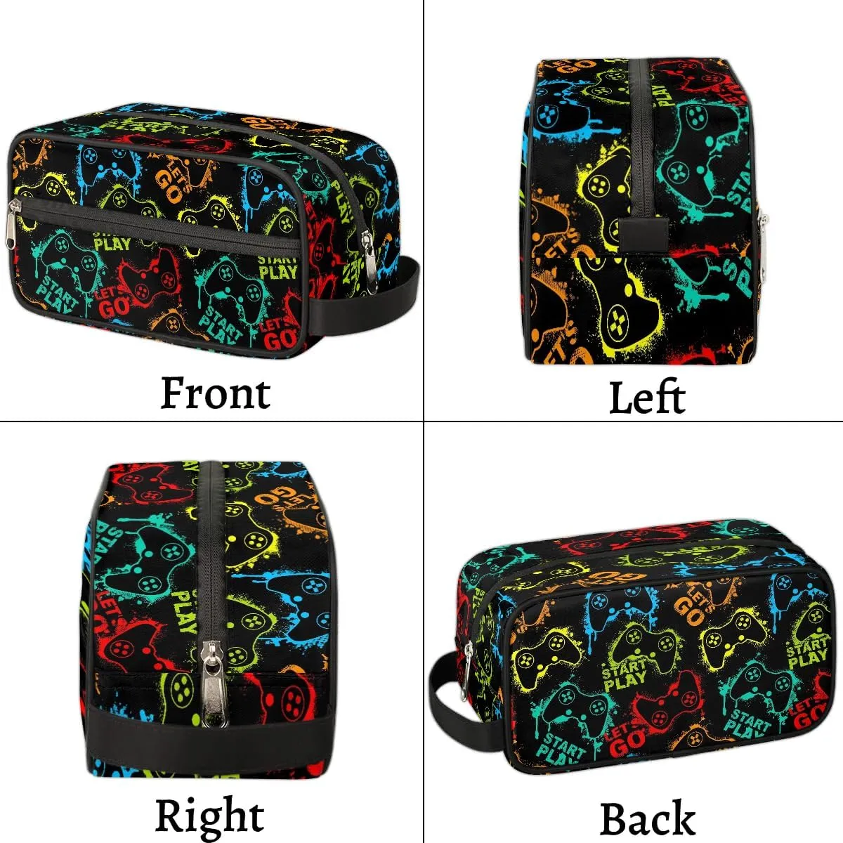 Boys Travel Toiletry Bag Gamer Gamepad Kids Waterproof Hanging Dopp Kit, Wash Bag with Large Capacity for Travel, Sports, Shower