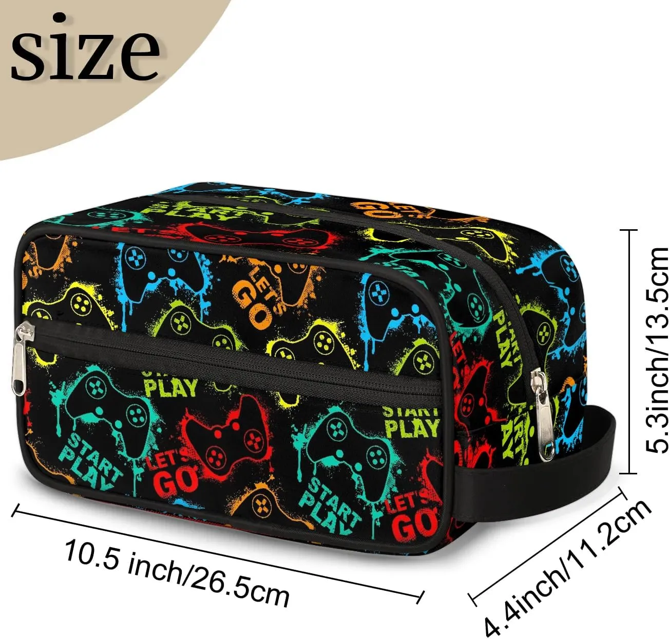 Boys Travel Toiletry Bag Gamer Gamepad Kids Waterproof Hanging Dopp Kit, Wash Bag with Large Capacity for Travel, Sports, Shower