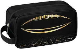 Boys Travel Toiletry Bag Gold Football Kids Waterproof Hanging Dopp Kit, Wash Bag with Large Capacity for Travel, Sports, Shower