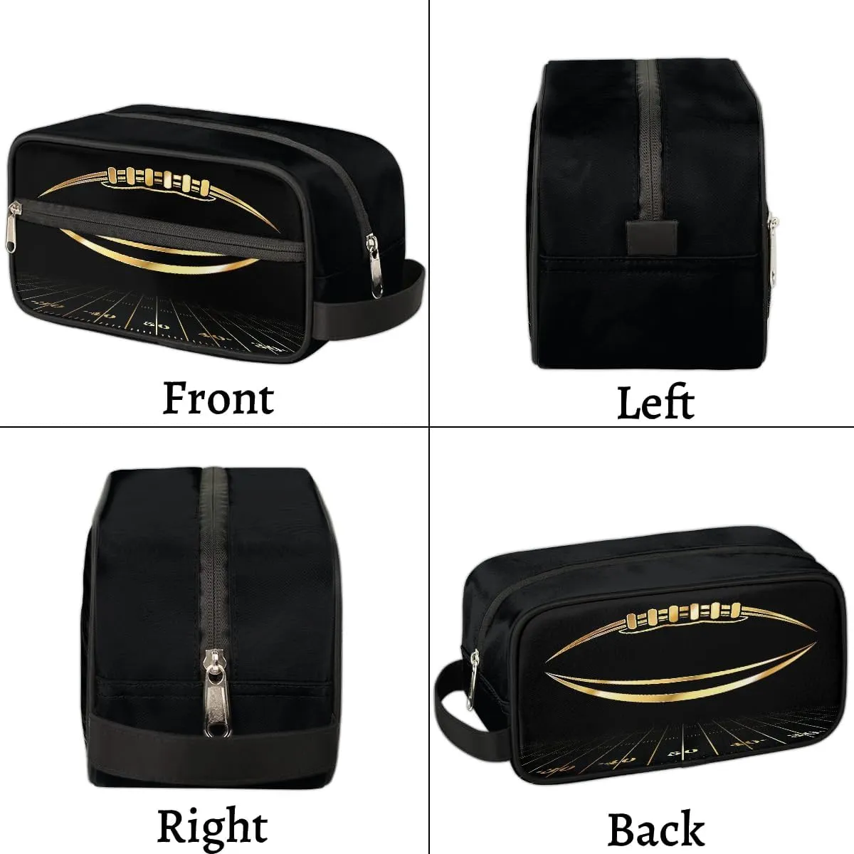 Boys Travel Toiletry Bag Gold Football Kids Waterproof Hanging Dopp Kit, Wash Bag with Large Capacity for Travel, Sports, Shower