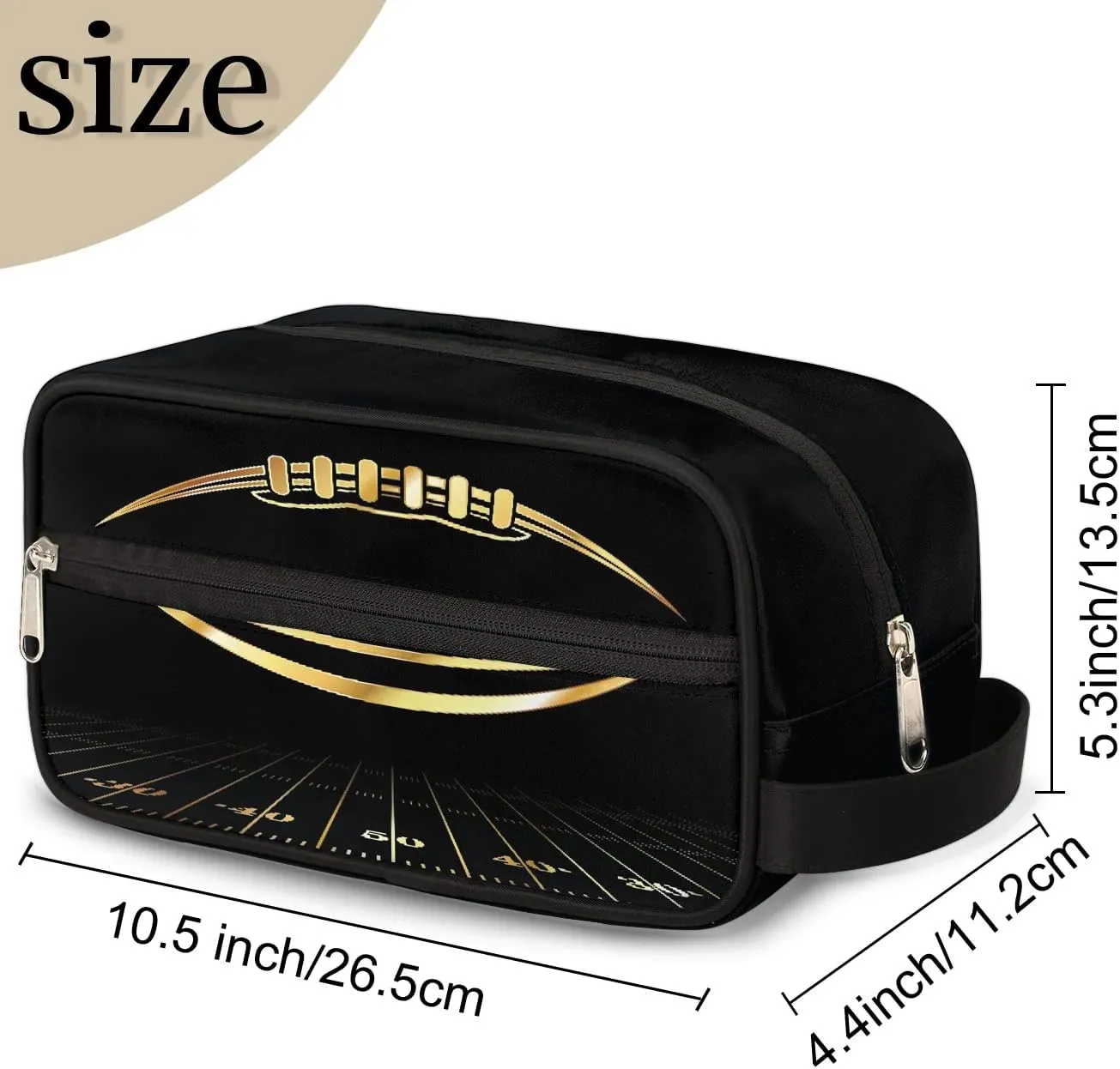 Boys Travel Toiletry Bag Gold Football Kids Waterproof Hanging Dopp Kit, Wash Bag with Large Capacity for Travel, Sports, Shower