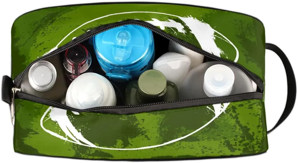 Boys Travel Toiletry Bag, Green Football Kids Waterproof Hanging Dopp Kit, Wash Bag with Large Capacity for Travel, Sports, Shower