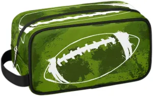 Boys Travel Toiletry Bag, Green Football Kids Waterproof Hanging Dopp Kit, Wash Bag with Large Capacity for Travel, Sports, Shower