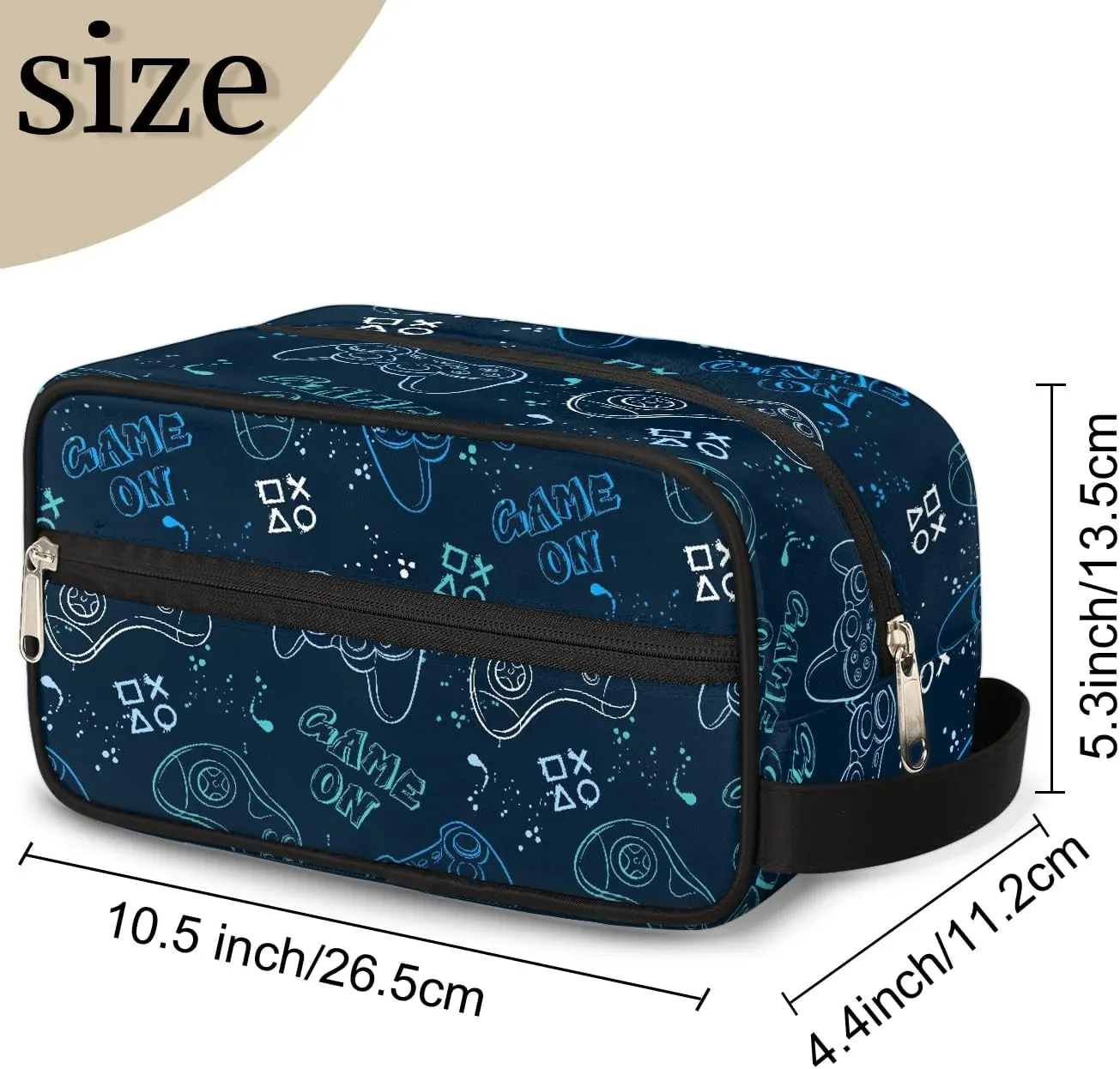Boys Travel Toiletry Bag, Kids Waterproof Hanging Dopp Kit, Game Controller Wash Bag with Large Capacity for Travel, Sports, Shower