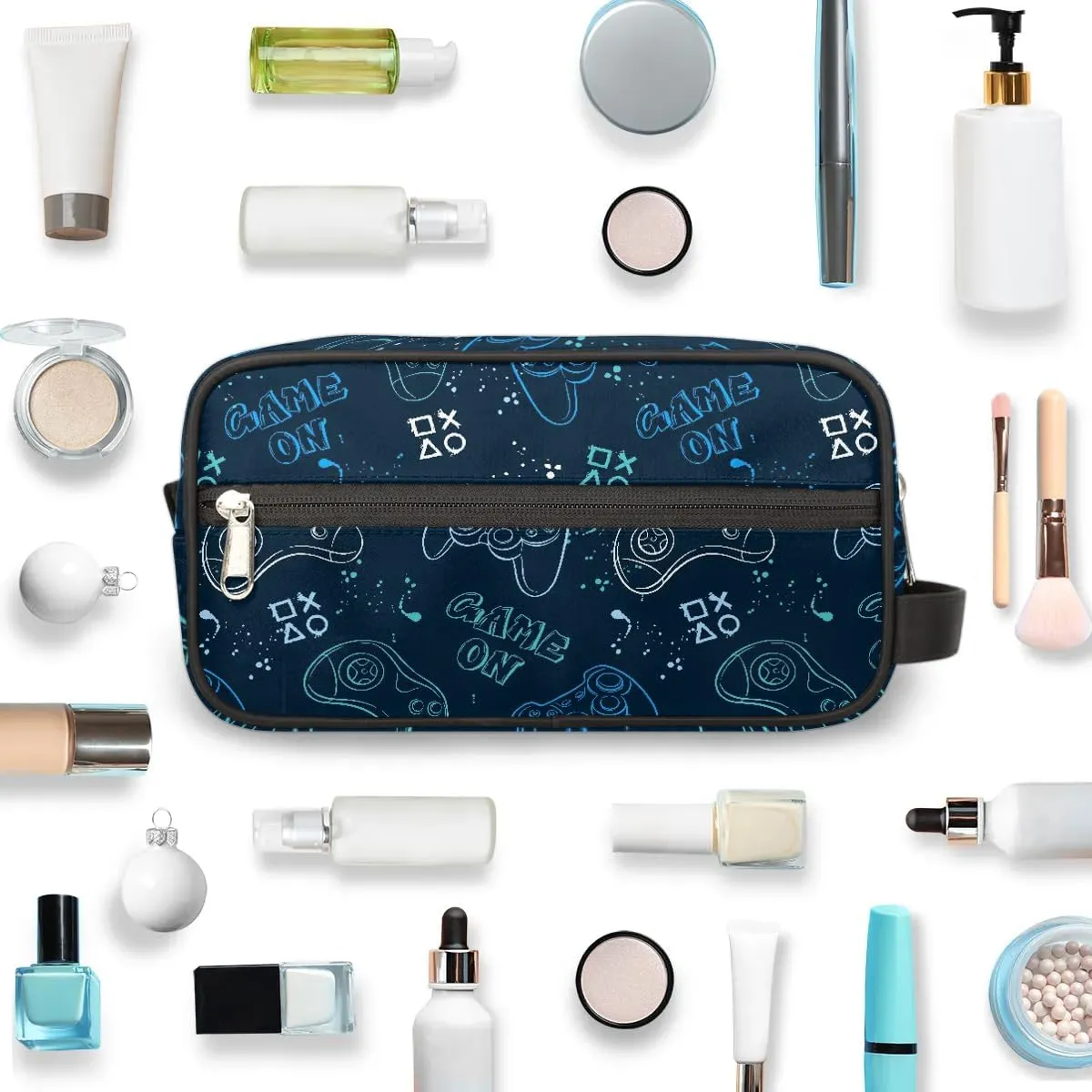 Boys Travel Toiletry Bag, Kids Waterproof Hanging Dopp Kit, Game Controller Wash Bag with Large Capacity for Travel, Sports, Shower