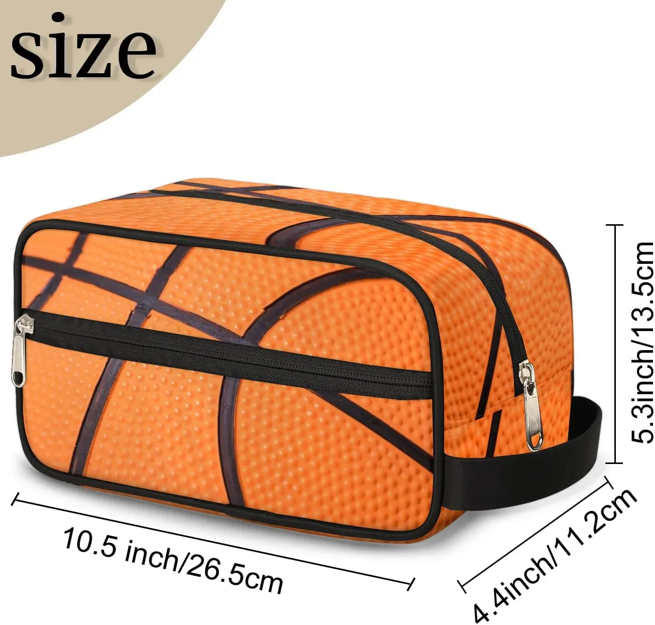 Boys Travel Toiletry Bag, Kids Waterproof Hanging Dopp Kit, Wash Bag with Large Capacity for Travel, Sports, Shower (Basketball 3D-1)