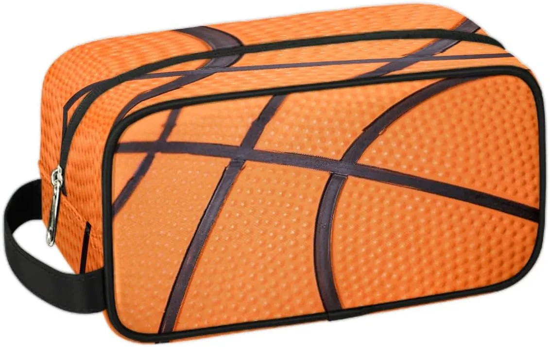 Boys Travel Toiletry Bag, Kids Waterproof Hanging Dopp Kit, Wash Bag with Large Capacity for Travel, Sports, Shower (Basketball 3D-1)