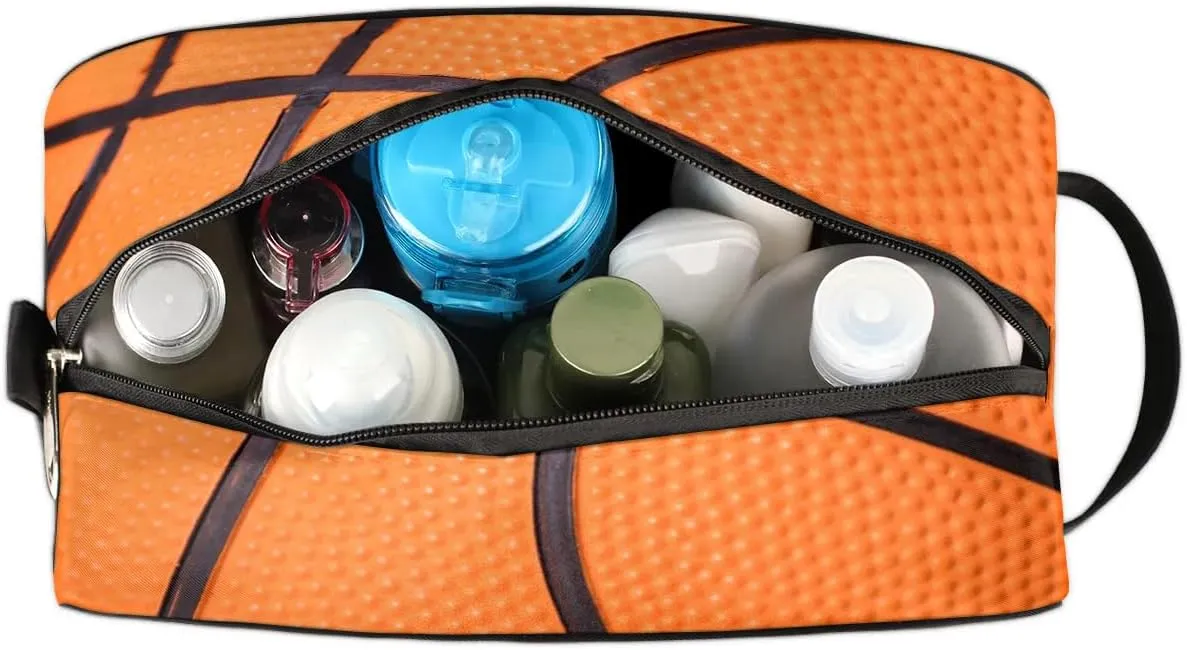 Boys Travel Toiletry Bag, Kids Waterproof Hanging Dopp Kit, Wash Bag with Large Capacity for Travel, Sports, Shower (Basketball 3D-1)