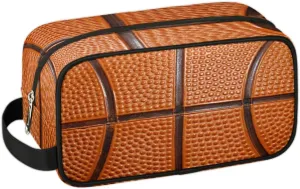 Boys Travel Toiletry Bag, Kids Waterproof Hanging Dopp Kit, Wash Bag with Large Capacity for Travel, Sports, Shower, Basketball Texture
