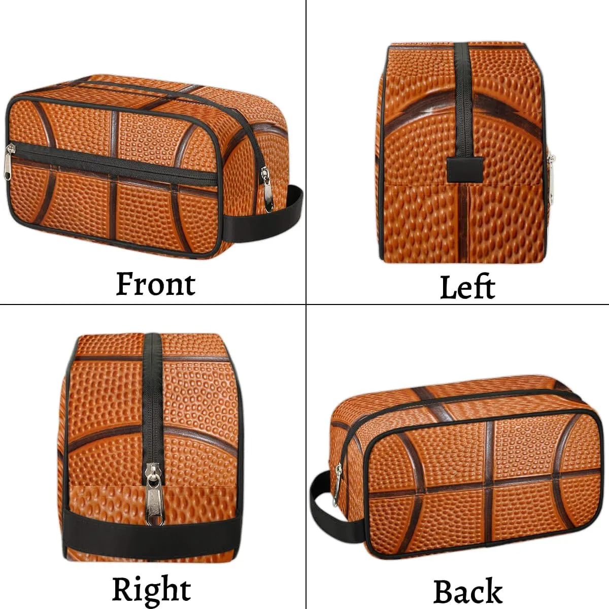 Boys Travel Toiletry Bag, Kids Waterproof Hanging Dopp Kit, Wash Bag with Large Capacity for Travel, Sports, Shower, Basketball Texture