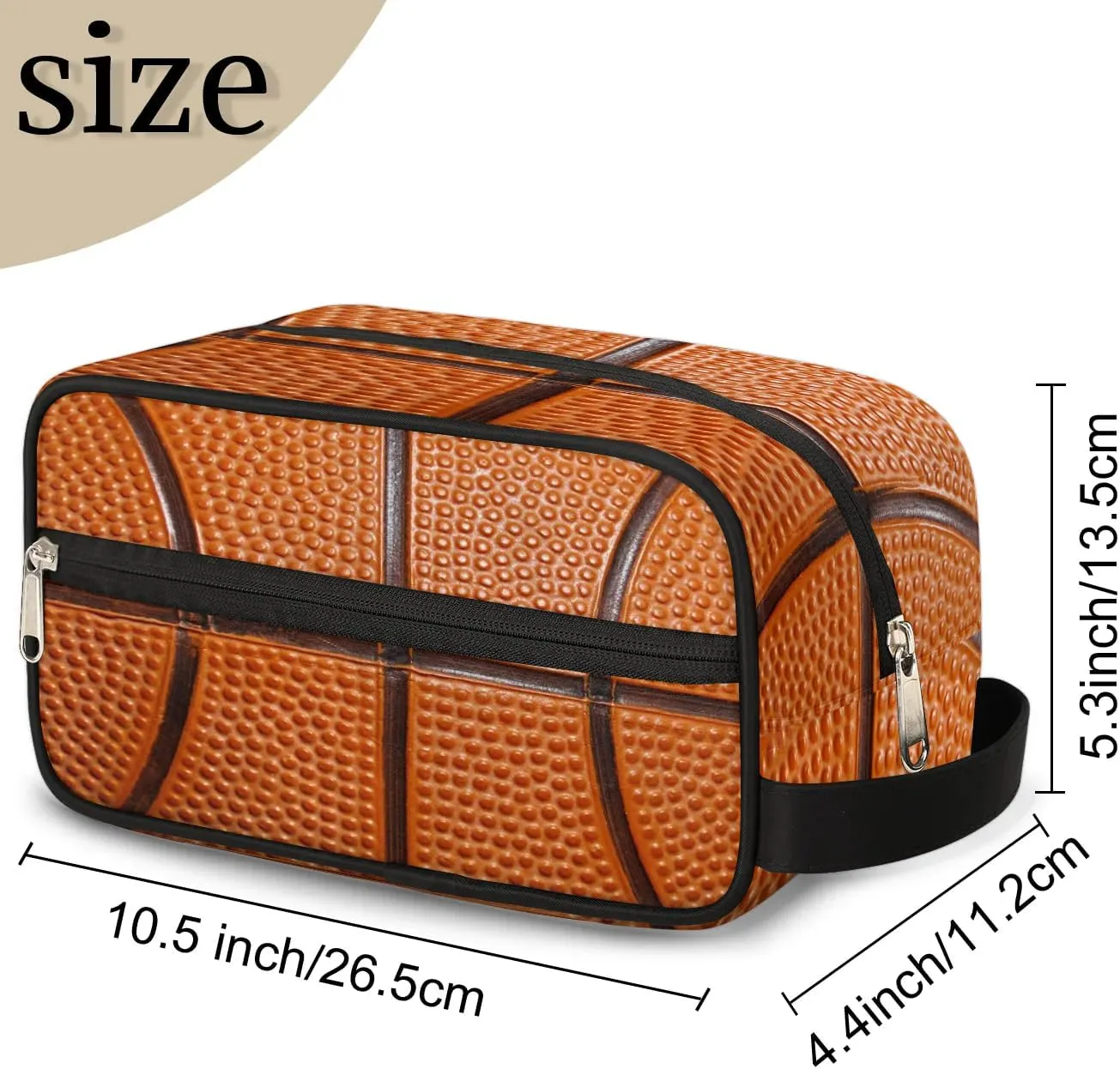 Boys Travel Toiletry Bag, Kids Waterproof Hanging Dopp Kit, Wash Bag with Large Capacity for Travel, Sports, Shower, Basketball Texture