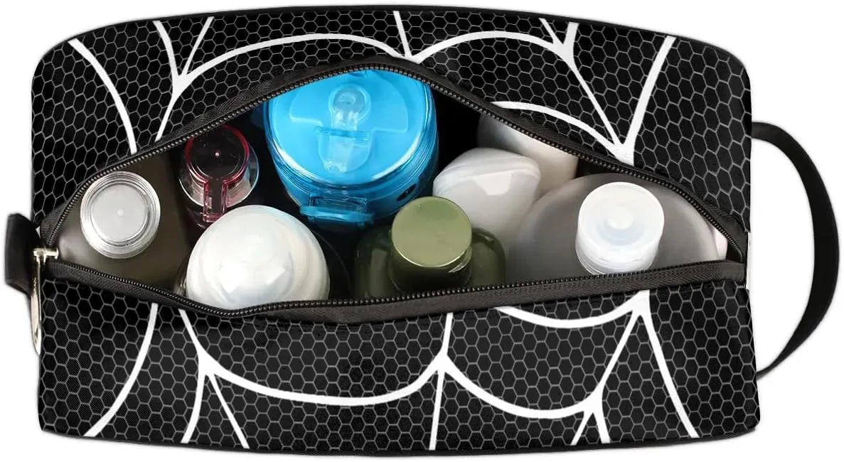 Boys Travel Toiletry Bag, Kids Waterproof Hanging Dopp Kit, Wash Bag with Large Capacity for Travel, Sports, Shower, Black Spider Web