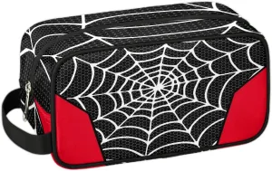 Boys Travel Toiletry Bag, Kids Waterproof Hanging Dopp Kit, Wash Bag with Large Capacity for Travel, Sports, Shower, Black Spider Web
