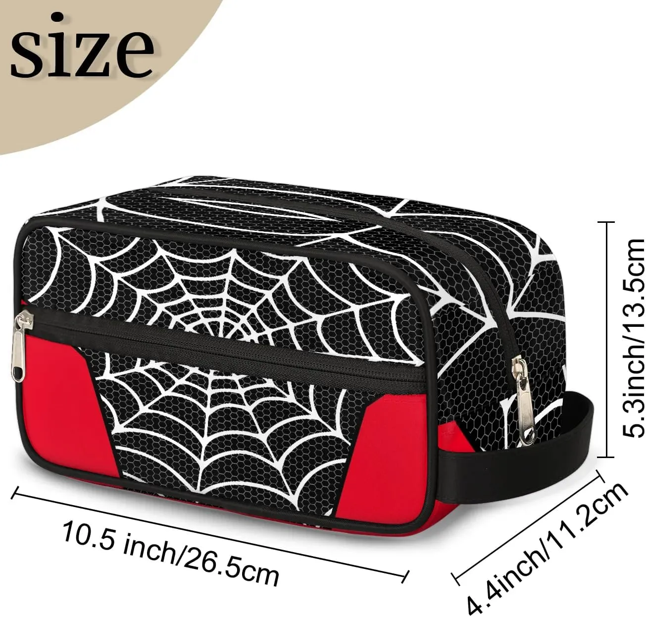 Boys Travel Toiletry Bag, Kids Waterproof Hanging Dopp Kit, Wash Bag with Large Capacity for Travel, Sports, Shower, Black Spider Web