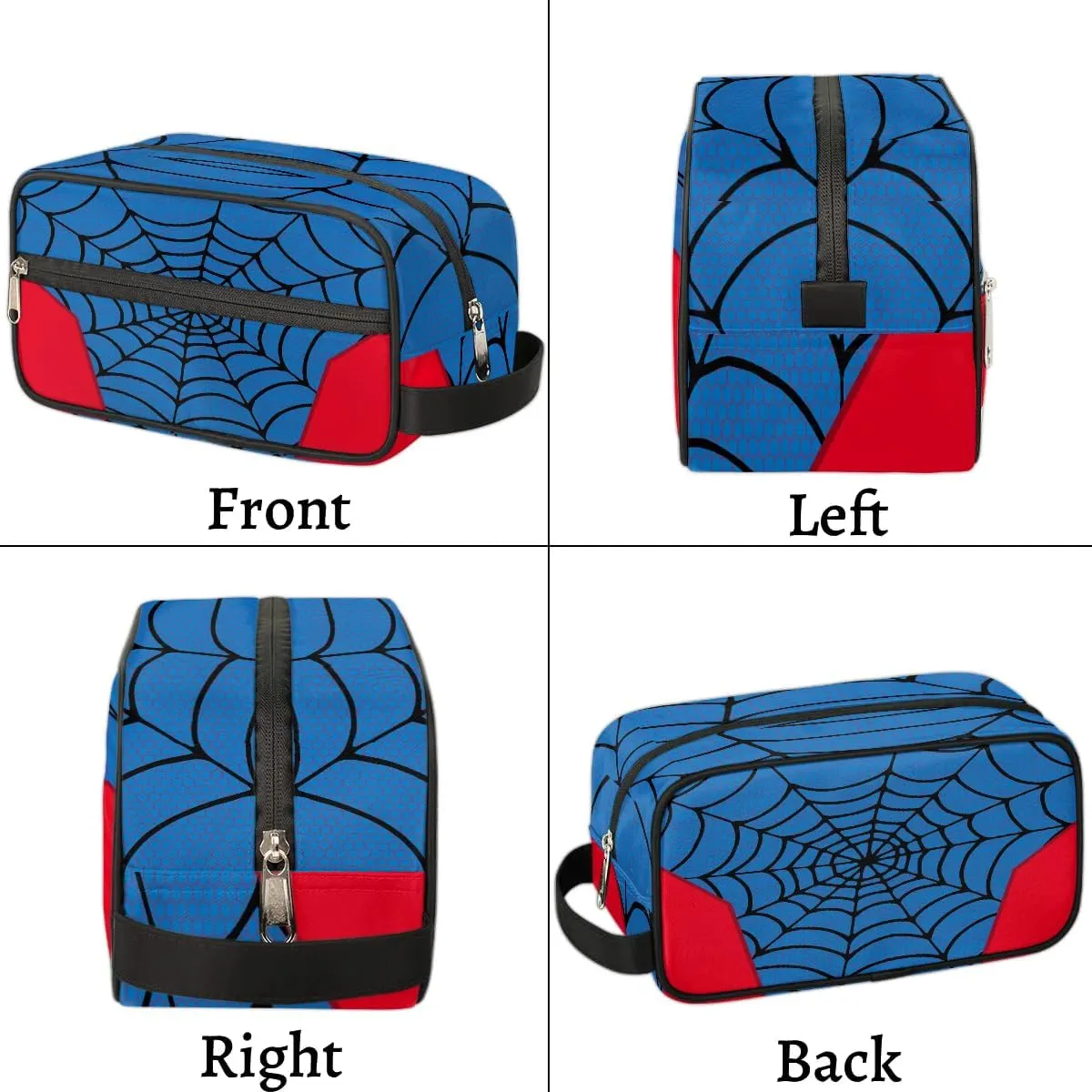 Boys Travel Toiletry Bag, Kids Waterproof Hanging Dopp Kit, Wash Bag with Large Capacity for Travel, Sports, Shower (Blue Spider Web-2)