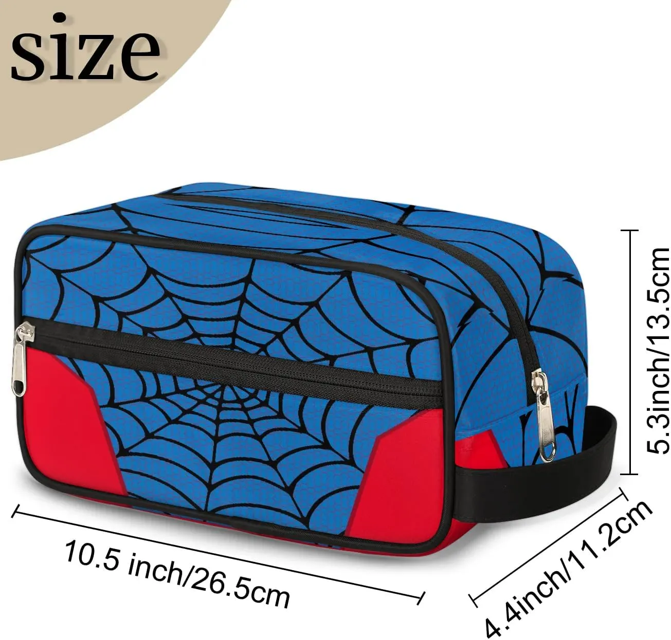 Boys Travel Toiletry Bag, Kids Waterproof Hanging Dopp Kit, Wash Bag with Large Capacity for Travel, Sports, Shower (Blue Spider Web-2)