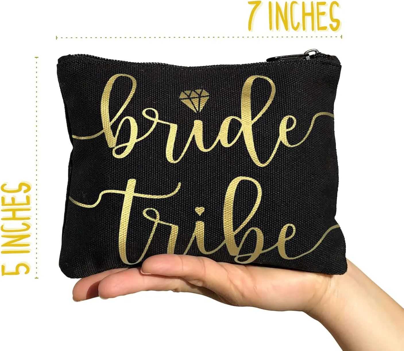 Bride Tribe Makeup Bags - Bridesmaid Favor for Bachelorette Party, Bridal Shower, Wedding. Cosmetics/Toiletries Bag, Wedding Survival Kit, Hangover Kit, Keepsake (4 1pc Bride Tribe   Bride, Black)
