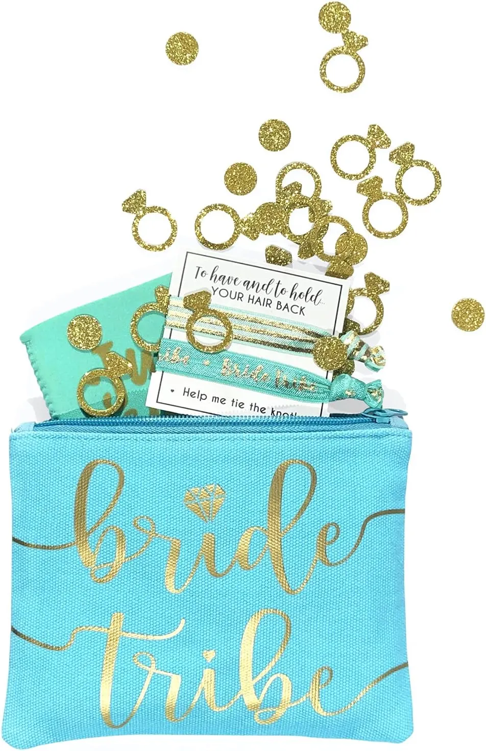 Bride Tribe Makeup Bags - Bridesmaid Favor for Bachelorette Party, Bridal Shower, Wedding. Cosmetics/Toiletries Bag, Wedding Survival Kit, Hangover Kit, Keepsake (4 1pc Bride Tribe   Bride, Blue)