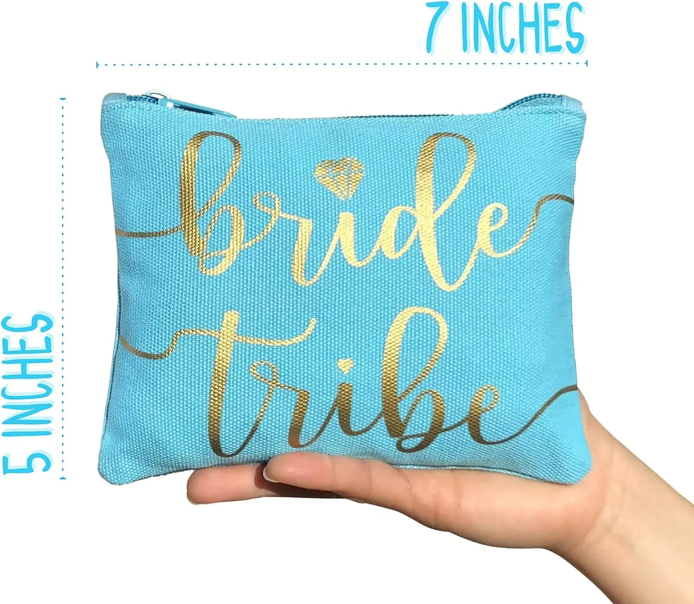 Bride Tribe Makeup Bags - Bridesmaid Favor for Bachelorette Party, Bridal Shower, Wedding. Cosmetics/Toiletries Bag, Wedding Survival Kit, Hangover Kit, Keepsake (4 1pc Bride Tribe   Bride, Blue)