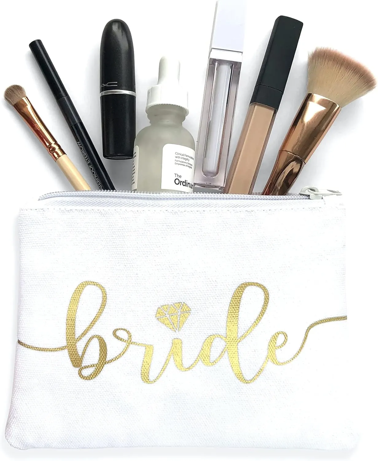 Bride Tribe Makeup Bags - Bridesmaid Favor for Bachelorette Party, Bridal Shower, Wedding. Cosmetics/Toiletries Bag, Wedding Survival Kit, Hangover Kit, Keepsake (4 1pc Bride Tribe   Bride, Blush)