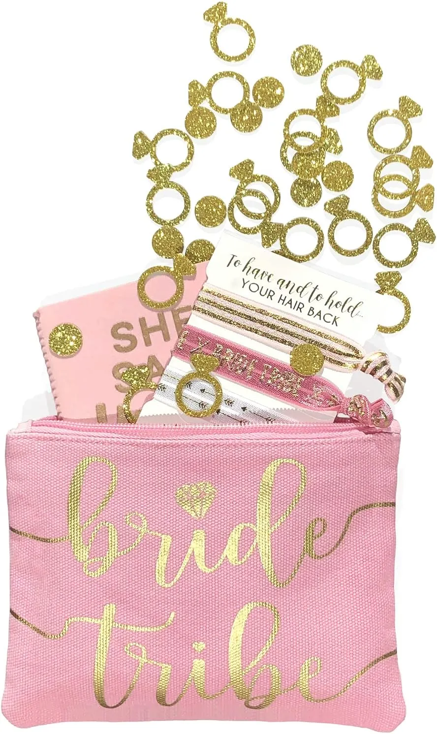 Bride Tribe Makeup Bags - Bridesmaid Favor for Bachelorette Party, Bridal Shower, Wedding. Cosmetics/Toiletries Bag, Wedding Survival Kit, Hangover Kit, Keepsake (4 1pc Bride Tribe   Bride, Blush)