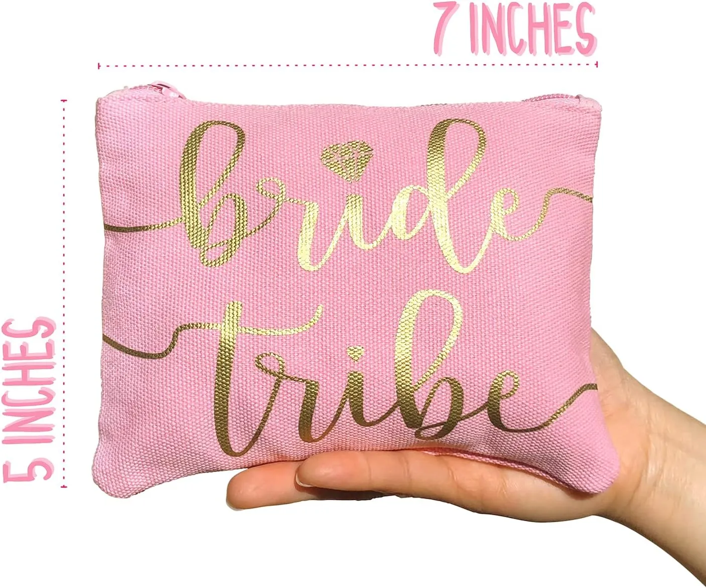 Bride Tribe Makeup Bags - Bridesmaid Favor for Bachelorette Party, Bridal Shower, Wedding. Cosmetics/Toiletries Bag, Wedding Survival Kit, Hangover Kit, Keepsake (4 1pc Bride Tribe   Bride, Blush)