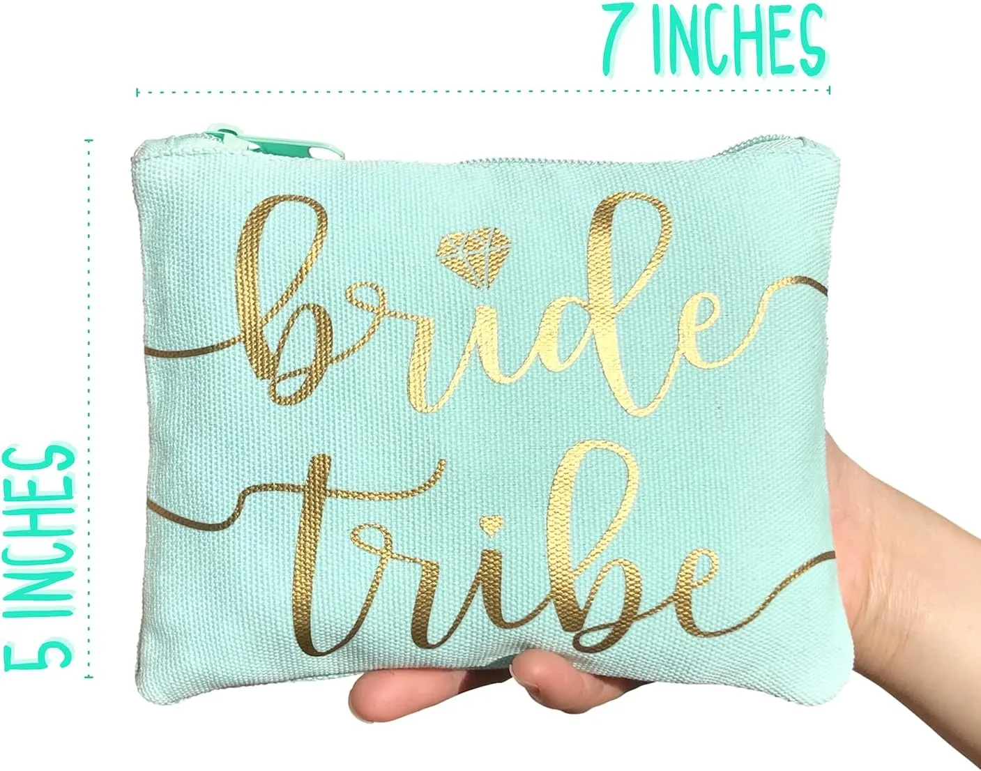 Bride Tribe Makeup Bags - Bridesmaid Favor for Bachelorette Party, Bridal Shower, Wedding. Cosmetics/Toiletries Bag, Wedding Survival Kit, Hangover Kit, Keepsake (4 1pc Bride Tribe   Bride, Mint)
