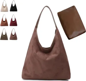 Brown Suede Bags for Women Suede Hobo Bags Suede Purse Tote Handbags 2025
