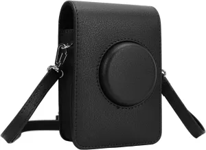 Camera Bag Retro Camera Pouch Case PU Leather Adjustable Strap Soft Liner Camera Case for Mini Photography (Black)