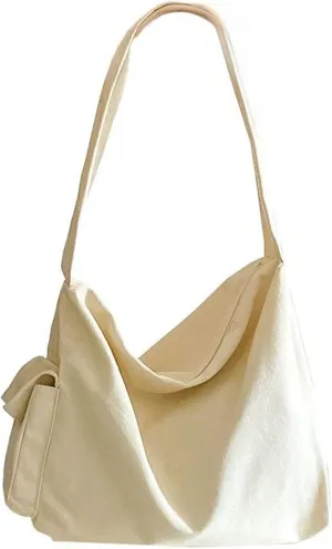 Canvas Crossbody Tote Bag for Women and Men Hobo Shoulder Bags Purse Black Beige Multi-pocket Casual Messenger Bag for Work
