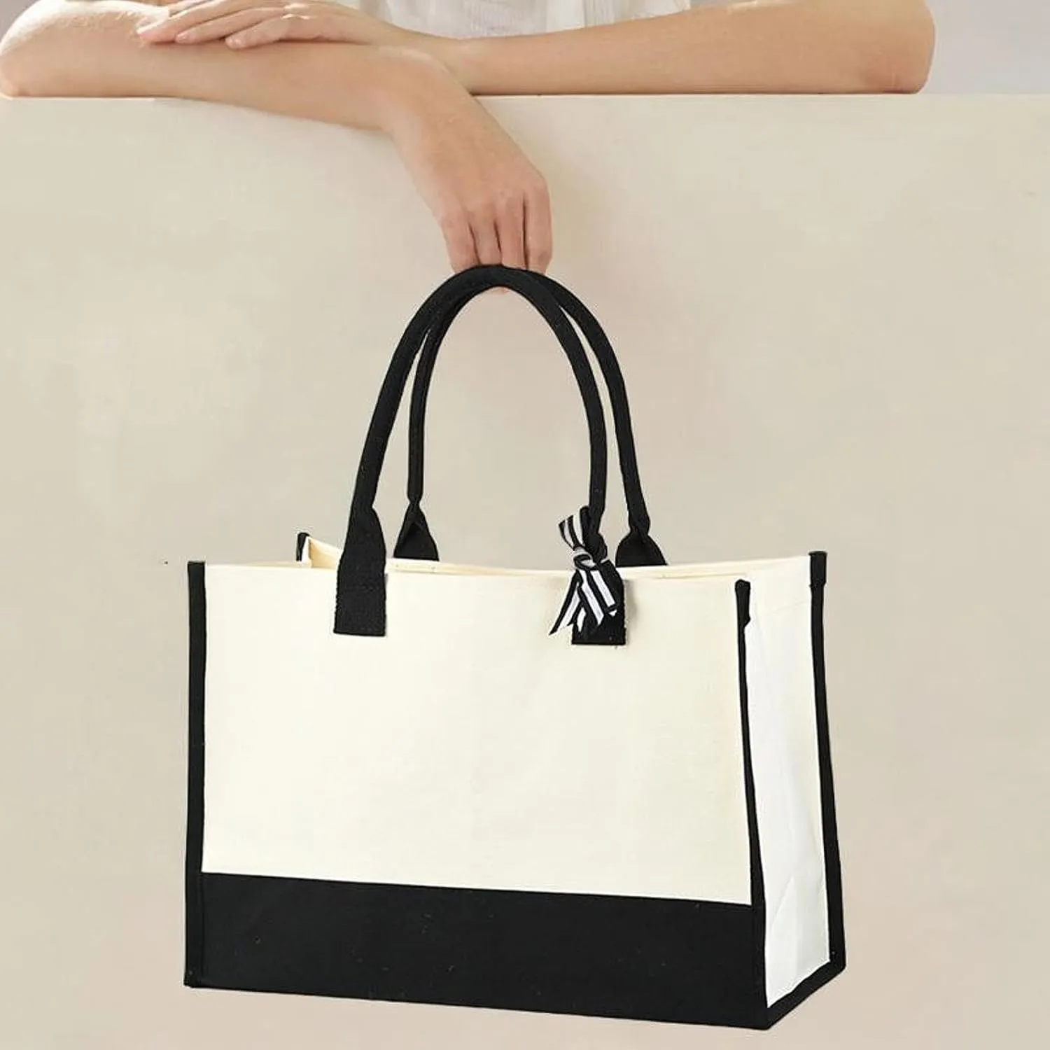 Canvas Tote Bag Handbag Multipurpose Lightweight Blank Reusable Grocery Bag Gift Favors Bag for DIY Crafts Bags Wedding Gift