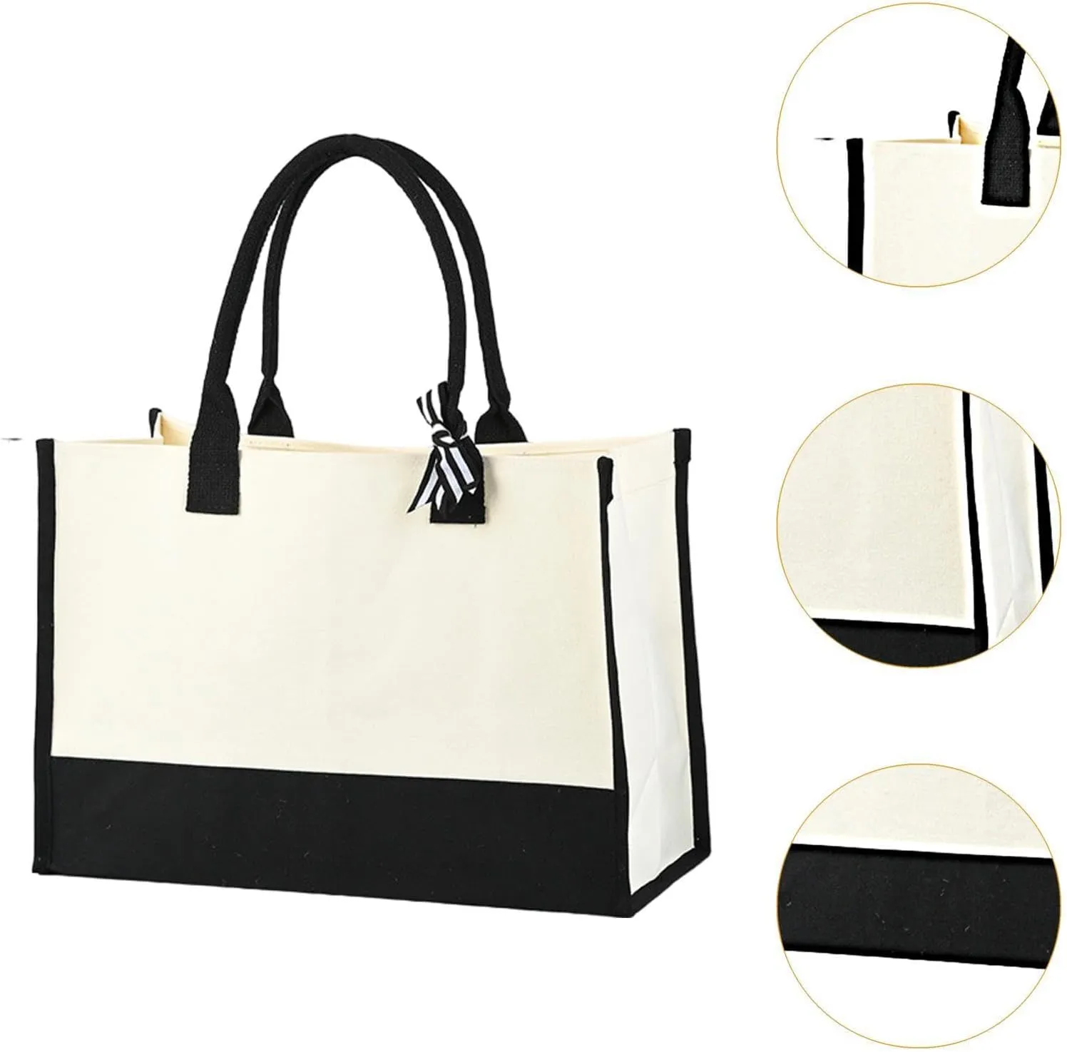 Canvas Tote Bag Handbag Multipurpose Lightweight Blank Reusable Grocery Bag Gift Favors Bag for DIY Crafts Bags Wedding Gift