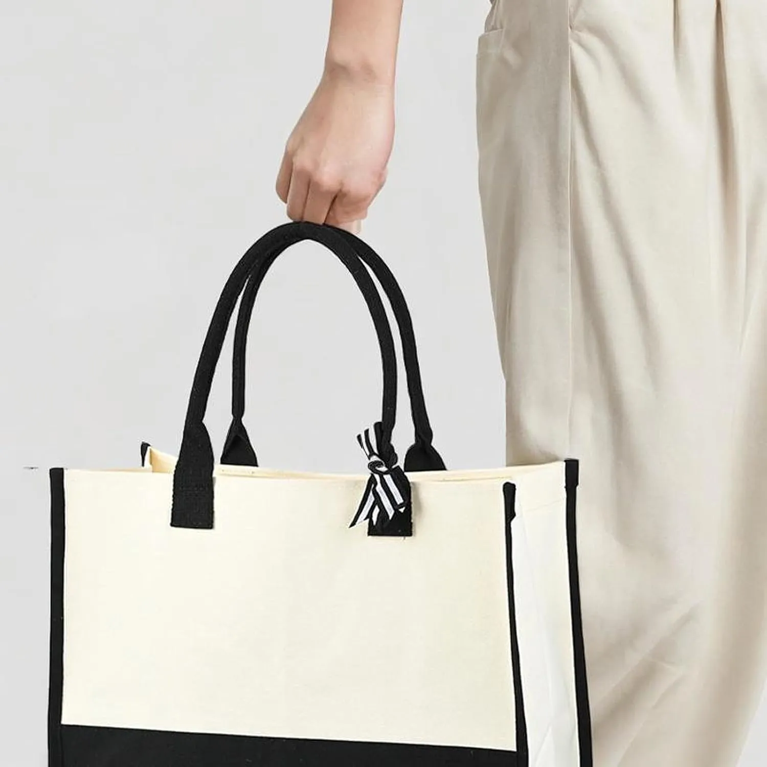 Canvas Tote Bag Handbag Multipurpose Lightweight Blank Reusable Grocery Bag Gift Favors Bag for DIY Crafts Bags Wedding Gift