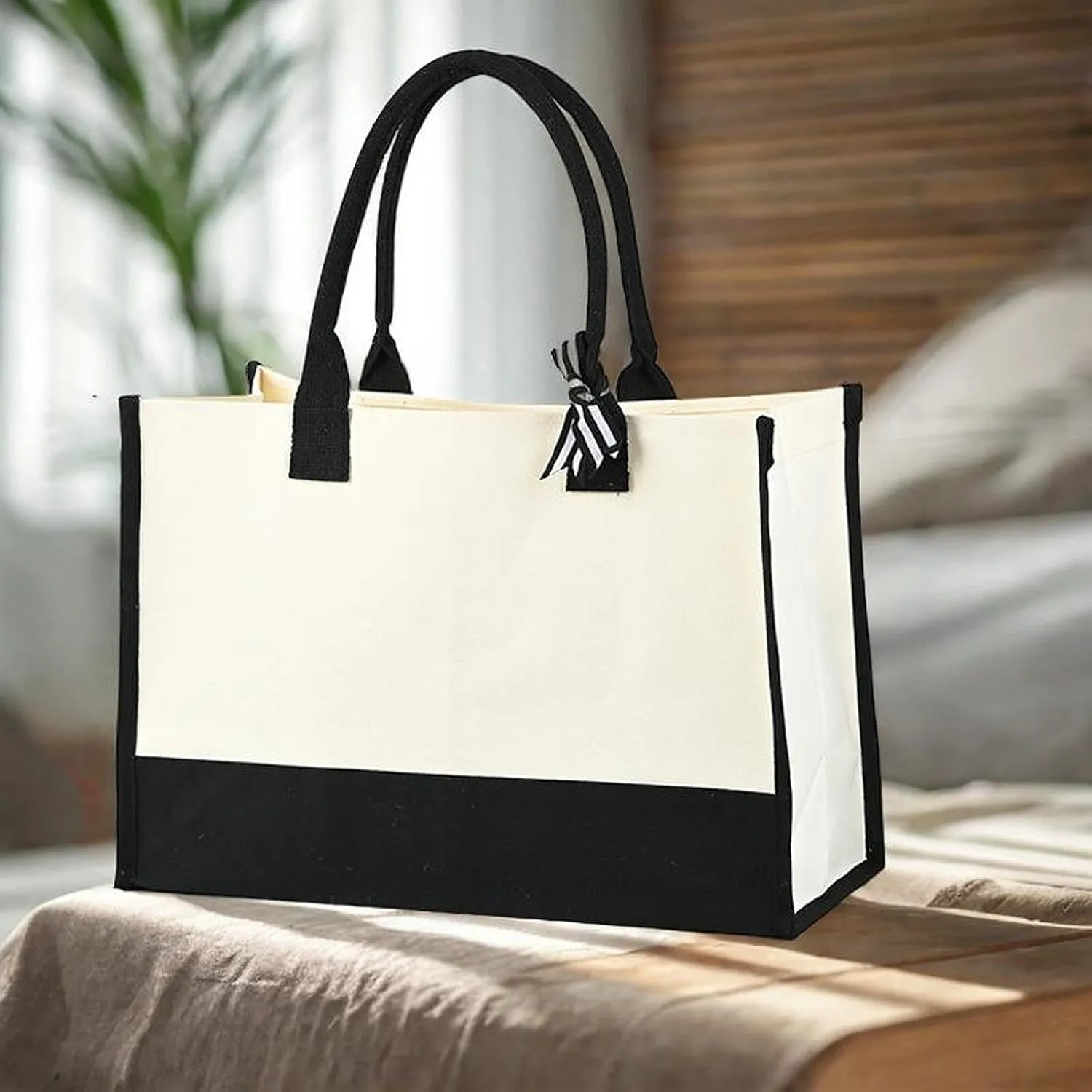Canvas Tote Bag Handbag Multipurpose Lightweight Blank Reusable Grocery Bag Gift Favors Bag for DIY Crafts Bags Wedding Gift
