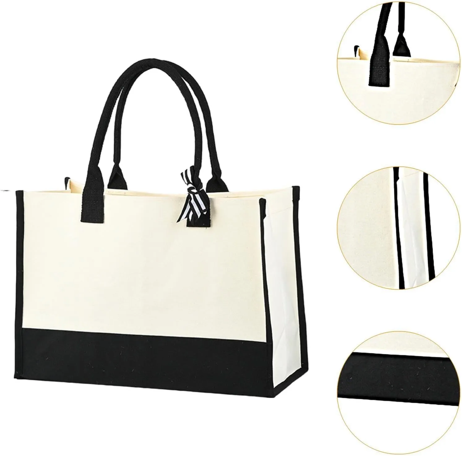 Canvas Tote Bag Handbag Multipurpose Lightweight Blank Reusable Grocery Bag Gift Favors Bag for DIY Crafts Bags Wedding Gift