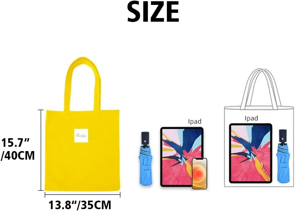 Canvas Tote Bag Lightweight Multi-Purpose Reusable Grocery Bags Travel Totes Shopping Bags