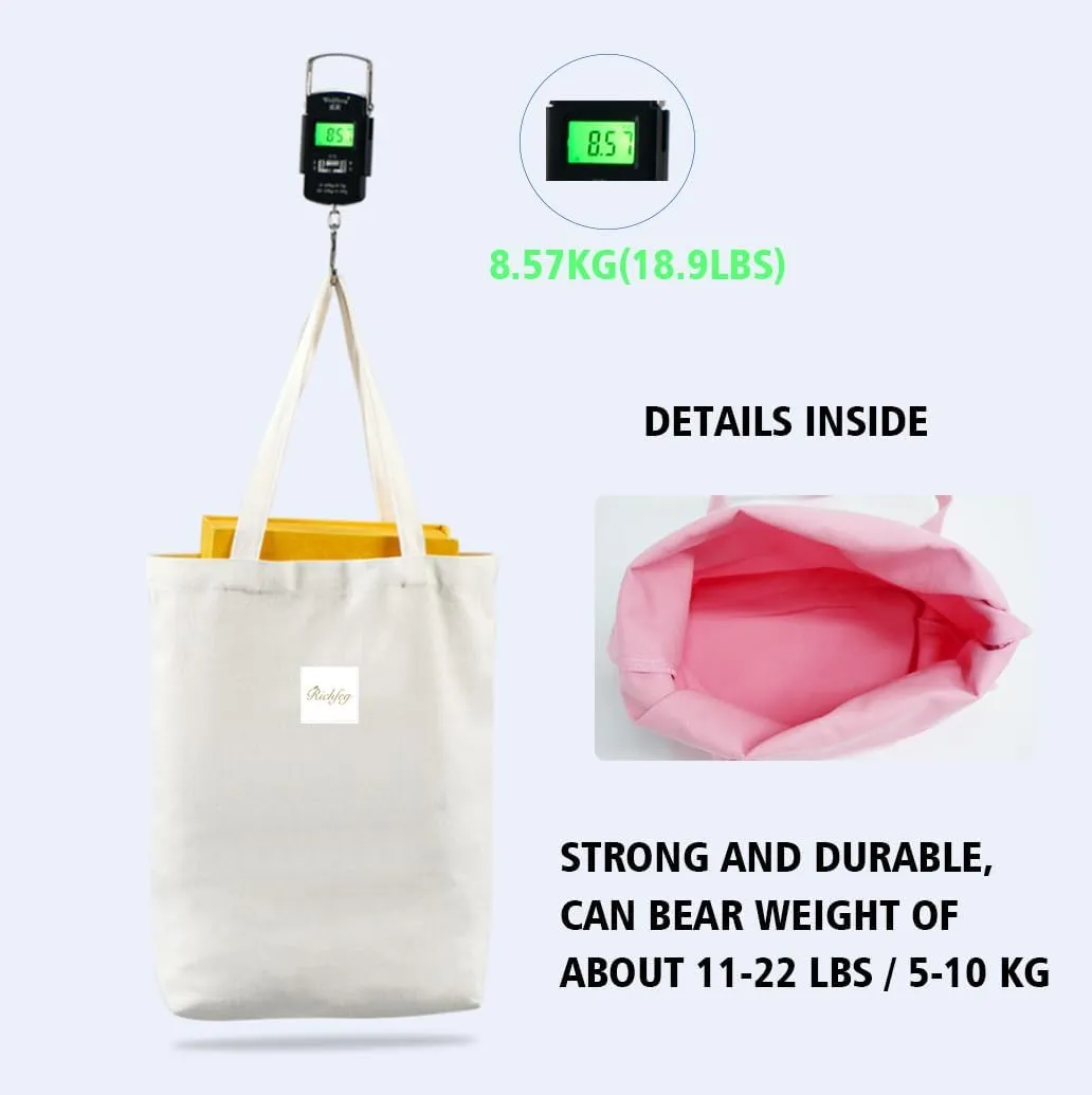 Canvas Tote Bag Lightweight Multi-Purpose Reusable Grocery Bags Travel Totes Shopping Bags