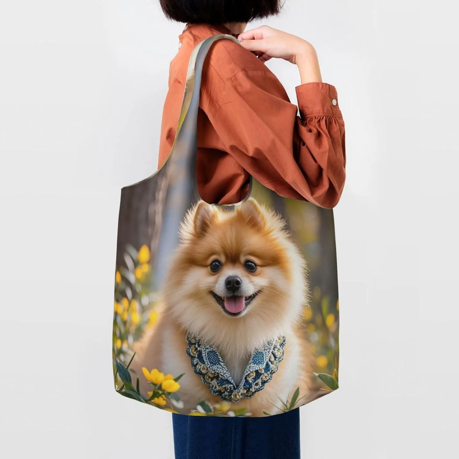 Canvas Tote Bag Reusable Grocery Bags Lightweight Handbag UFO at night Tote Bag for Shopping Cloth Bags