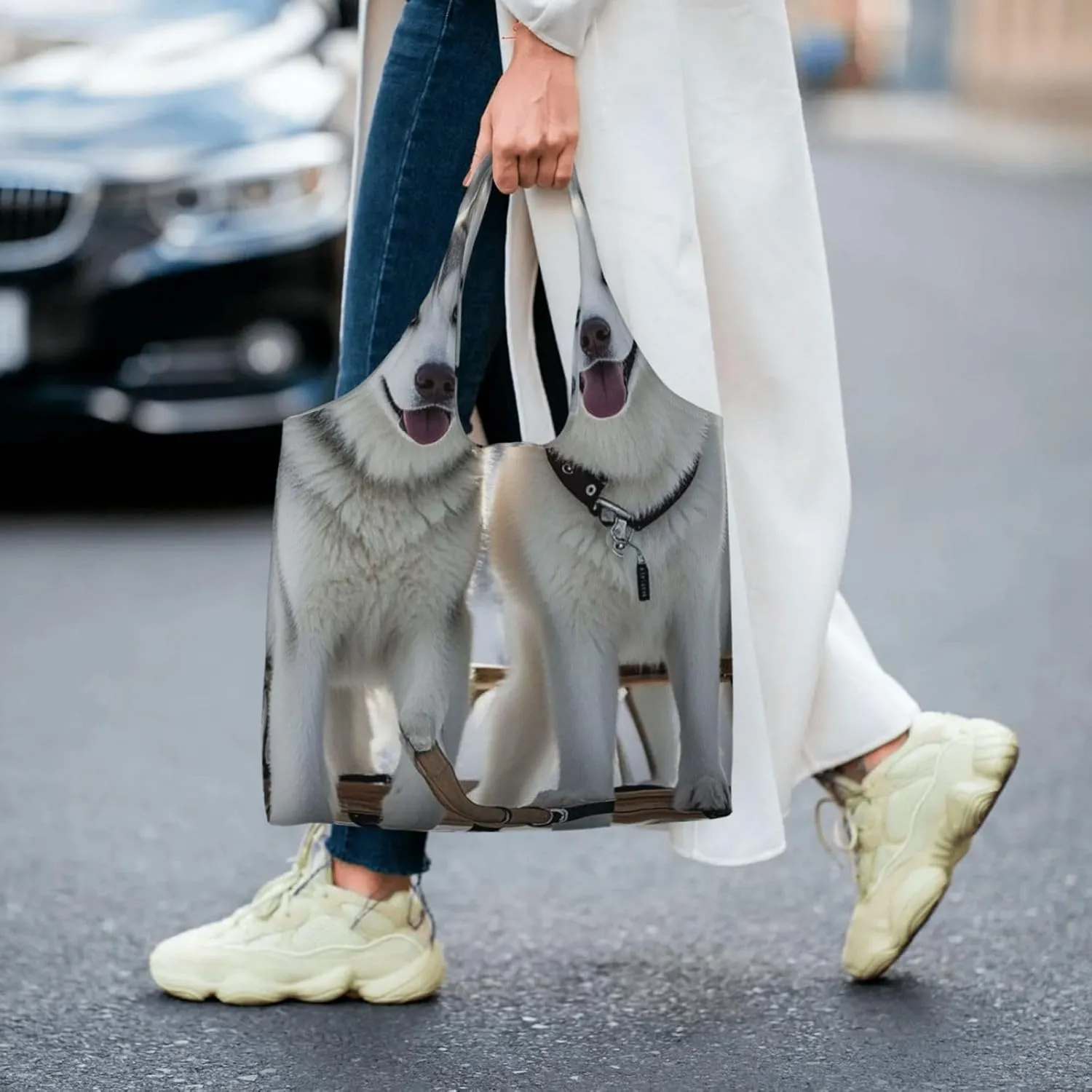 Canvas Tote Bag Reusable Grocery Bags Lightweight Handbag UFO at night Tote Bag for Shopping Cloth Bags